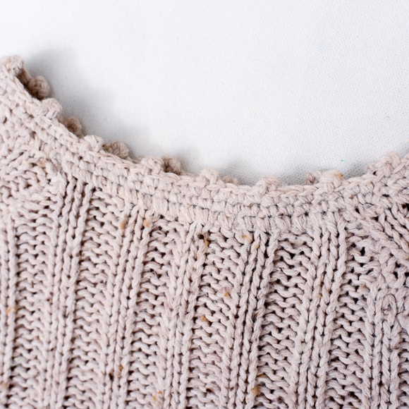 Unbranded Crochet Knit Women's Oatmeal Sweater with Feminine Detail - Picture 9 of 12